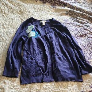 LOFT Deep Purple Cardigan Size Small